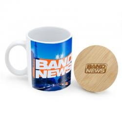 Caneca de Porcelana Com Tampa Em Bambu Personalizada