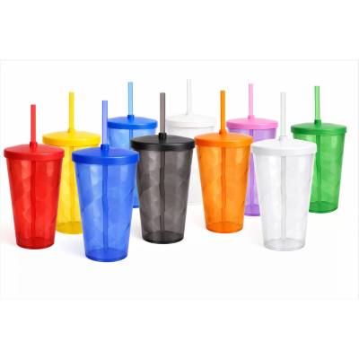 Copo Espiral com Tampa e Canudo 750ml