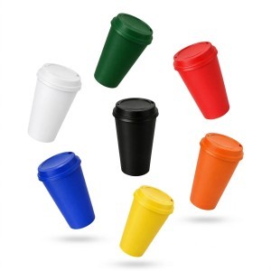 Copo Plástico Com Tampa de Café 550ml