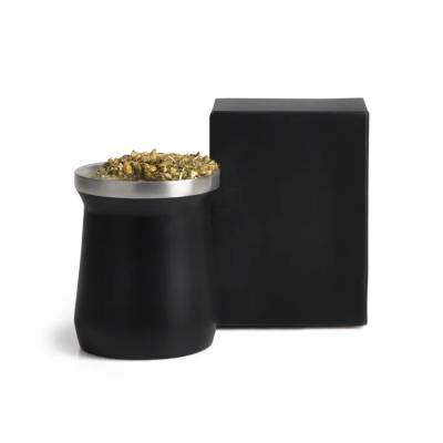 Cuia Térmica Em Aço Inox - Preto - 300Ml para Brindes Promocionais