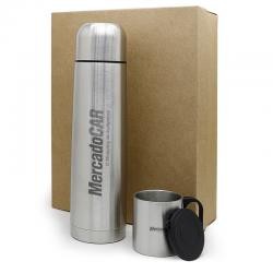 Kit Conjunto com Garrafa Térmica e Caneca Personalizada