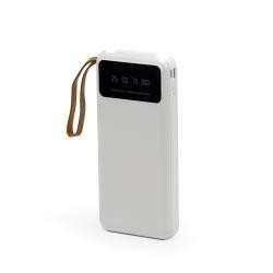 Power Bank 10.000mah Com Lanterna e Alça de Couro Sintético Para Brindes